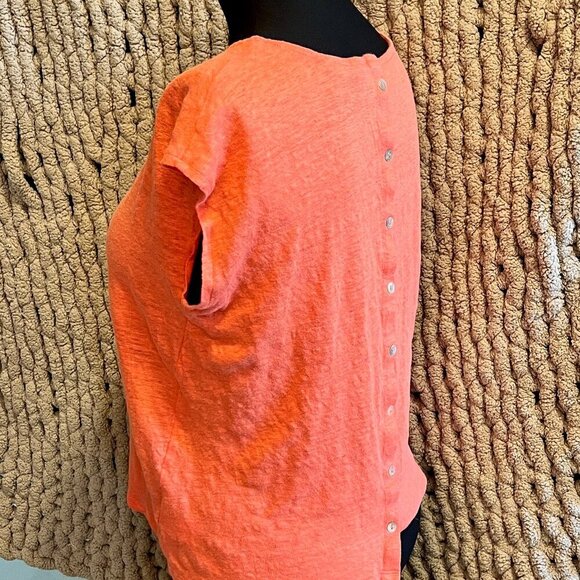 Tahari Coral 100% Linen Cap Sleeve Top Size Large - Picture 8 of 10